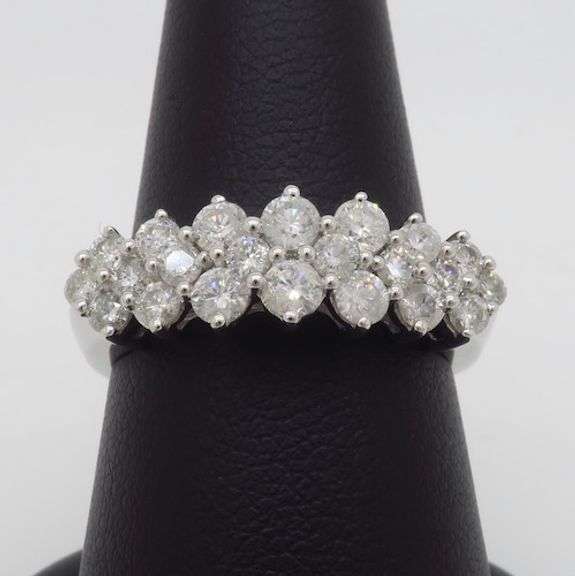 Two Row Diamond Band made in White Gold