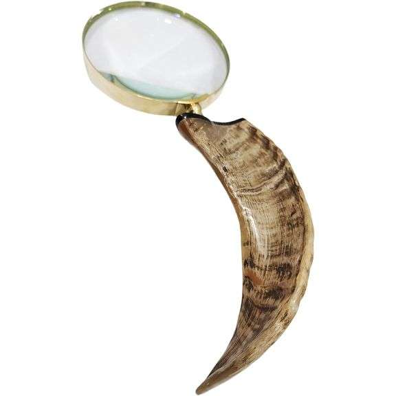 Solid Brass Magnifying Glass with Buffalo Horn Handle