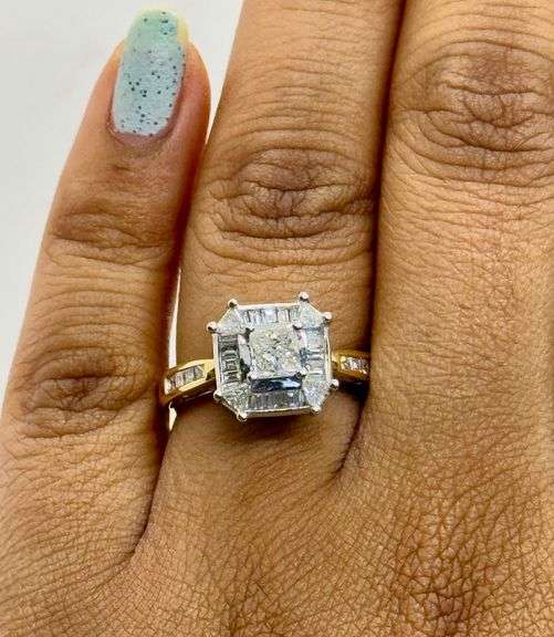 14K Two-Tone Gold Princess Cut Diamond Ring