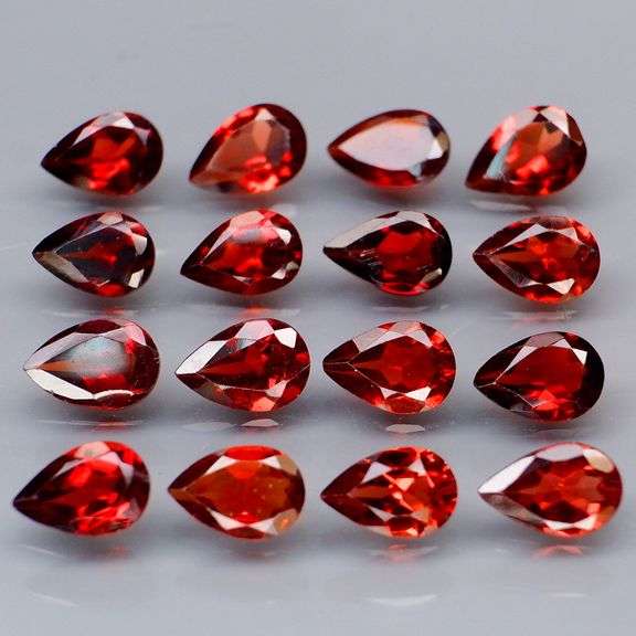 Premium 7.62ct pear cut cherry red Garnet set
