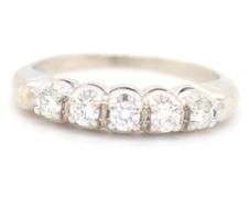Useful 14K WG 5 Diamond Band