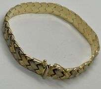 14K Yellow+White Gold Italian Brushed Bracelet