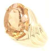 14kt Yellow gold oval Citrine swirl ring
