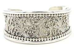 Lois Hill silver wide cuff bangle in 925 sterling silver
