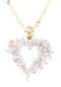 14kt Yellow gold diamond heart shaped pendant on chain