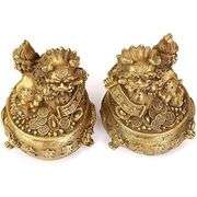 Large Brass Guardian Lions Feng Shui