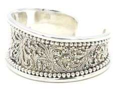 Lois Hill silver wide cuff bangle in 925 sterling silver