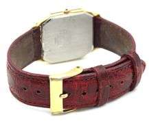 Jaz Rectangular brown wooden dial quartz on leather strap watch