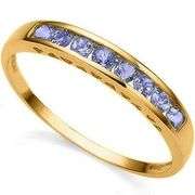 0.26 CT GENUINE TANZANITE 10K SOLID YELLOW GOLD RING
