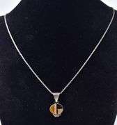 Multi-Gemstone Inlay Pendant Necklace in Sterling Silver