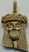 14K Yellow Gold Round Brilliant Cut Jesus