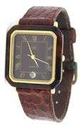 Citizen rectangular burgundy dial and leather strap quartz watch
