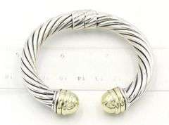 David Yurman two tone classic cable cuff bangle in sterling silver and yellow gold
