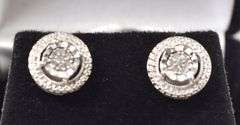 Diamond Cluster Stud Earrings in Sterling Silver