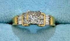14K Two-Tone Gold Princess Cut Diamond Ring