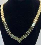 14K Yellow Gold Heart Link Necklace