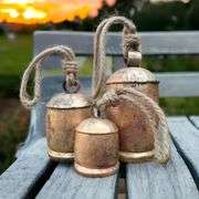 Set of 3 Rustic Brass Metal Bells