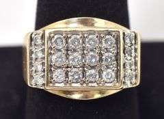 Handsome 10K Yellow Gold Diamond Cluster Men's Ring