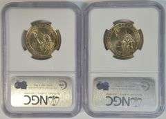 Two (2007) NGC MS65 Mint Error Missing Edge Lettering George Washington