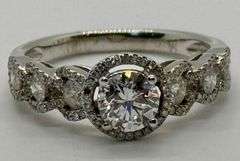 14K White Gold Round Brilliant Cut Diamond Engagement Ring