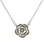 925 	Sterling Silver Cubic Zirconia Flower Style Pendant on Chain