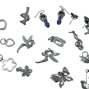 Sterling Silver Jewelry Lot: Charms, Amethyst & Pink Mother of Pearl Earrings