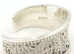 Lois Hill silver wide cuff bangle in 925 sterling silver