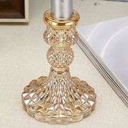 Set of 2 Golden Crystal Candle Holders