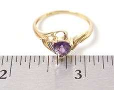 Fantastic 10K Yellow Gold Amethyst Gemstone and Diamond Ring
