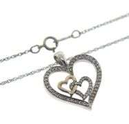 925 Sterling Silver Heart Shaped Pendant on Chain