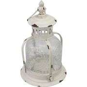 Rustic White Metal Candle Lantern