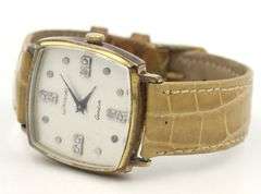 Wittinauer square diamond quartz on leather strap watch
