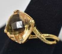 Citrine Gemstone Ring in Vermeil Sterling Silver