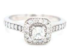14kt White gold 0.65ctw diamond square halo engagement ring
