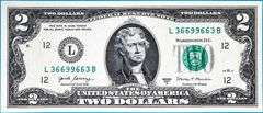 Superb Crisp 2017A $2 Note S.F. Fancy Radar Serial Number 36699663!