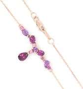 10kt Rose gold Amethyst, Pink tourmaline and Pink sapphire multi stone necklace