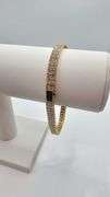 18 Kt Yellow Gold Plated, 2 Row Simulated Diamond Tennis Bracelet