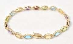 Stunning 14K Yellow Gold Multi-Gemstone Bracelet