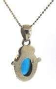 Sterling Silver Blue Glass Pendant on Chain
