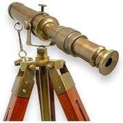 Brass Spyglass Telescope with Wooden Tripod