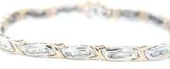 10kt two tone gold baguette diamond bracelet