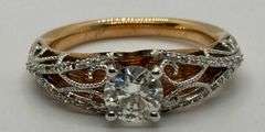 14K Rose Gold Round Brilliant Cut Diamond Ring