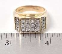 Handsome 10K Yellow Gold Diamond Cluster Men's Ring