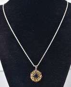 Multi-Gemstone Sunflower Pendant Necklace in Sterling Silver