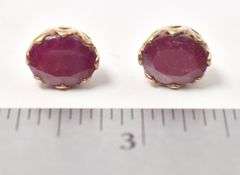 Ruby Gemstone Stud Earrings in Vermeil Sterling Silver