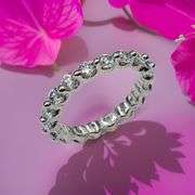 Beautiful 3.15 Ctw VVs1 White F-B Blue Moissanite Eternity Ring