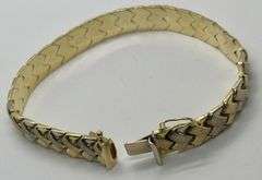 14K Yellow+White Gold Italian Brushed Bracelet