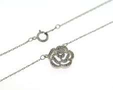 925 	Sterling Silver Cubic Zirconia Flower Style Pendant on Chain