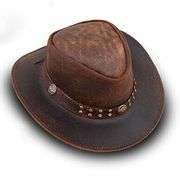 Brown Leather Western Cowboy Hat