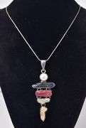 Colorful Pearl Pendant Necklace in Sterling Silver
